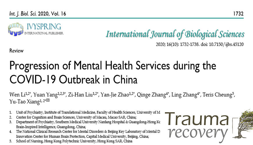 Progressione dei servizi di Salute Mentale durante l'epidemia COVID-19 in Cina